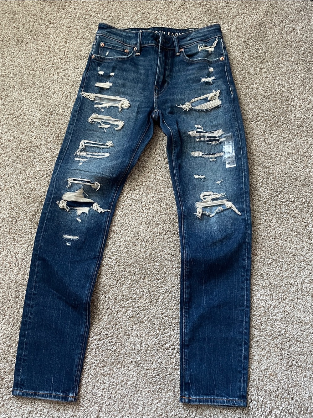 American Eagle Outfitters Distressed Dark Blue Skinny Jeans